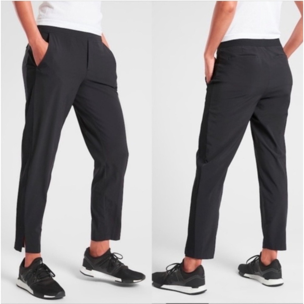 Athleta Brooklyn Ankle Pant Womens 14 Black Tapered Travel Commuter Trousers